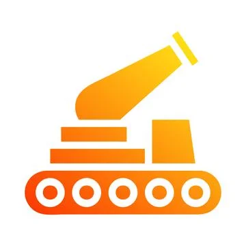 Cannon icon solid gradient red style military illustration vector army elem.. 库存插图