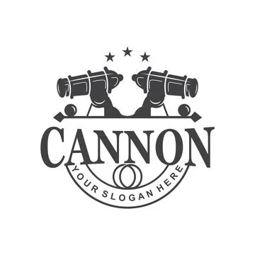 Cannon Logo, Elegant Simple Design Retro Vintage Style, War Artillery Vecto.. Stock Illustration