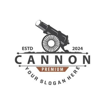 Cannon Logo, Elegant Simple Design Retro Vintage Style, War Artillery Vecto.. Stock Illustration