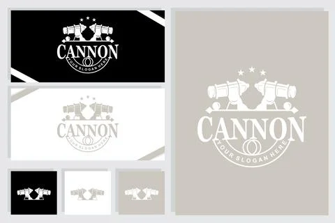 Cannon Logo, Elegant Simple Design Retro Vintage Style, War Artillery Vecto.. Stock Illustration