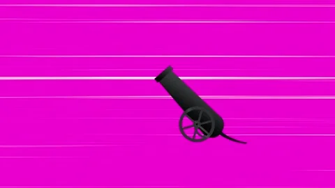 Cannon in motion stops and fires Stock Footage 306505392