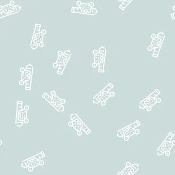 Cannon pirate line vector seamless pattern Illustrazione stock