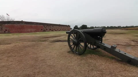 Cannon pointed at fort Stock Footage 48546707