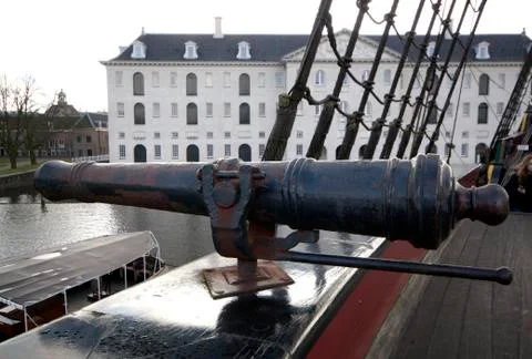 Cannon on a ship Stock Photos