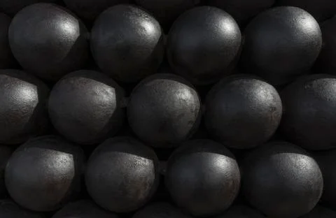 Cannonballs or cannon balls stack texture, pattern or background Stock Photos