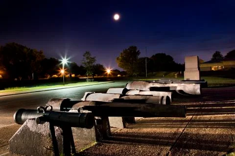 Cannons in the moonlight Stock Photos