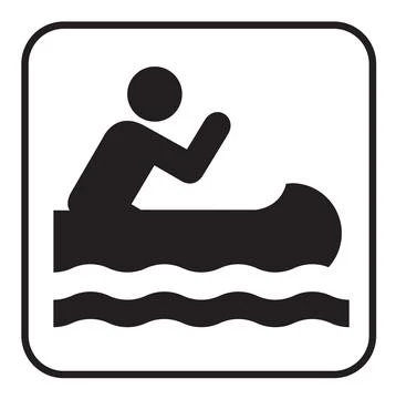 Canoe access map symbol, national park pictogram Stock Illustration