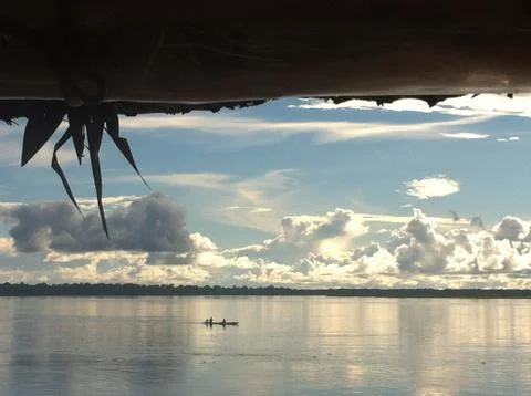 Canoe Amazon river Stock Photos