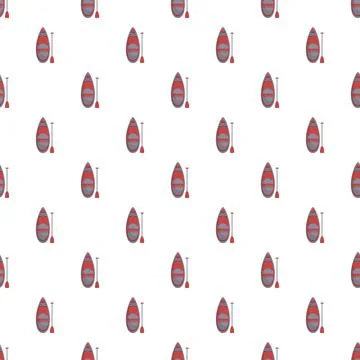 Canoe and paddle repeating pattern on white background Stock Illustration