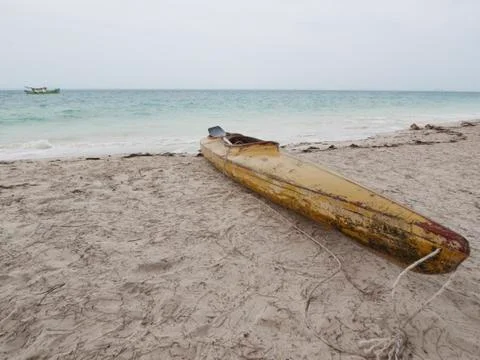 Canoe at a beach 스톡 사진