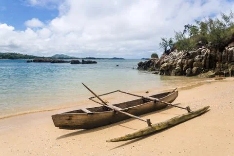Canoe on the beach Stock Photos