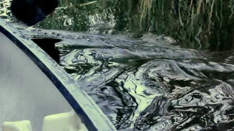 Canoe being paddled close up Stock Footage 22151745