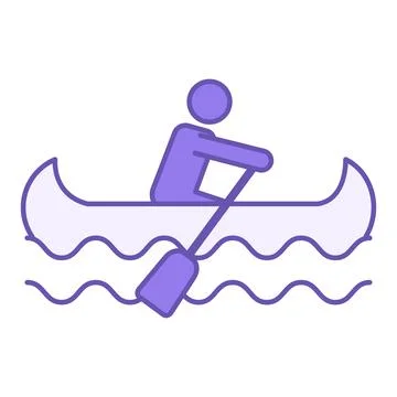 Canoe Color Icon. Vector Icon of Man in Boat. Kayak Sports, Kayak. Camping .. Illustrazione stock