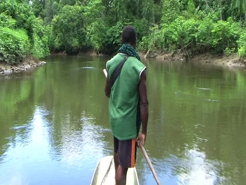 Canoe guide Stock Footage 3580294