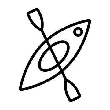 Canoe icon linear logo mark in black and white 库存插图