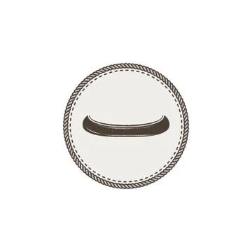Canoe icon patch and sticker. Vintage hand drawn outdoor adventure design. Kayak Stock Illustration