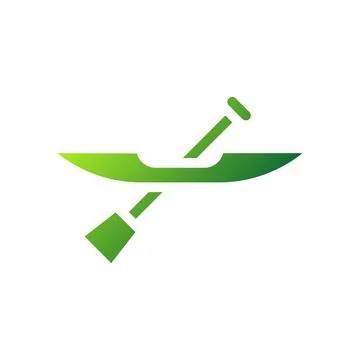 Canoe icon solid gradient green sport symbol illustration. Illustrazione stock
