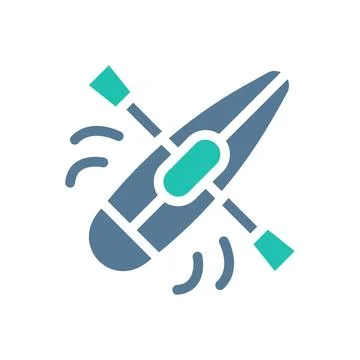 Canoe icon solid green light grey sport symbol illustration. Illustrazione stock