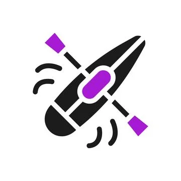 Canoe icon solid purple black sport symbol illustration. Stock Illustration