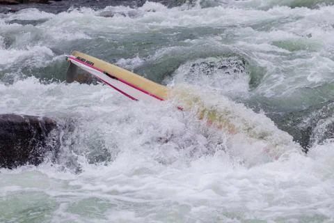 Canoe Jammed River Rapids Stock Photos