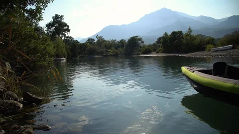 Canoe in the lake Stock Footage 93090286