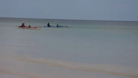 Canoe on the ocean (Part 2) 4K Stock Footage 75982869