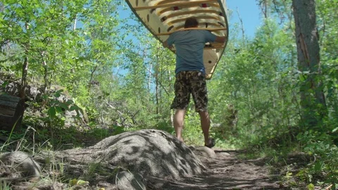 Canoe portage Stock Footage 88343393
