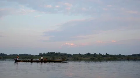 Canoe in a rainforest lagoon Stock Footage 41855941