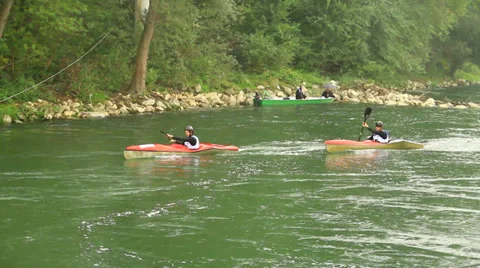 Canoe in river Stock Footage 32163159