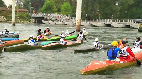 Canoe in river Stock Footage 32163197