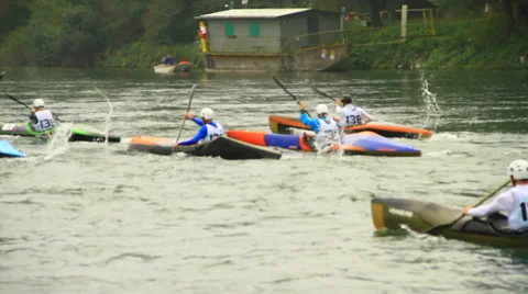 Canoe in river Stock Footage 32164520