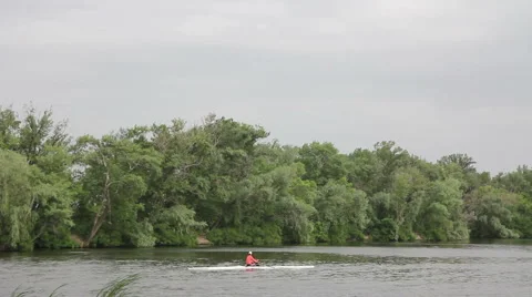 Canoe on the river Stock Footage 46440913