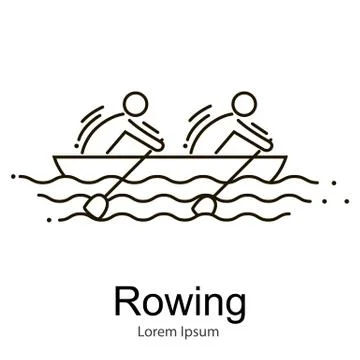 Canoe Rowing Team Icon Set. Sporting Competition Race. Stock Illustration