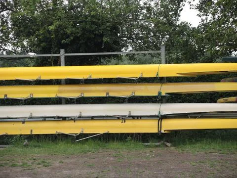 Canoe in storage 库存照片
