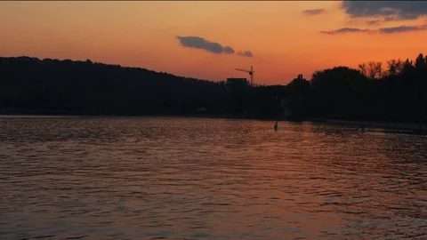 Canoe at sunset. Stock Footage 97182255