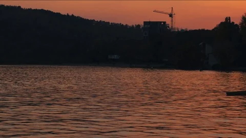 Canoe at sunset. Stock Footage 97182286