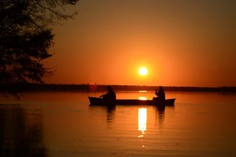 Canoe Sunset Stock Photos