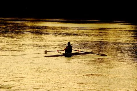 Canoe on the tiber Stock Photos