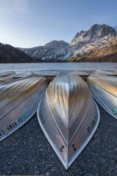 Canoe Waiting For Spring Stock Photos