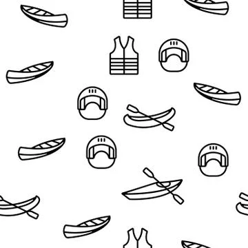Canoeing, Active Rest Vector Seamless Pattern Stock Illustration