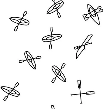 Canoeing, Active Rest Vector Seamless Pattern Stock Illustration