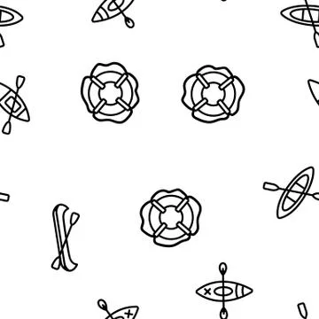 Canoeing, Active Rest Vector Seamless Pattern Stock Illustration