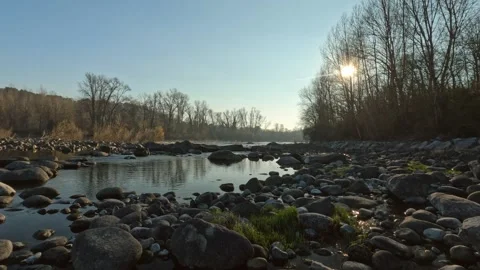 Canoeing along the river Stock Footage 264027073