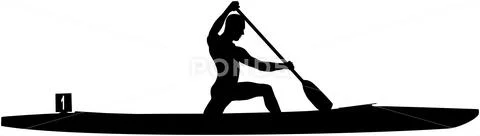 Canoeing athletes sports canoe with paddle in competition Stock Illustration