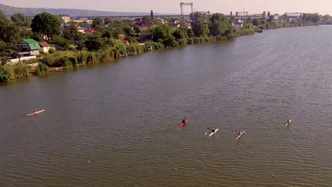 Canoeing compete on the speed of movement Stock Footage 109049519