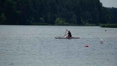 Canoeing competition training coaching workout a outrigger canoe boat sport. Video stock 248619753