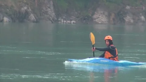 Canoeing free spirited Stock Footage 72329994