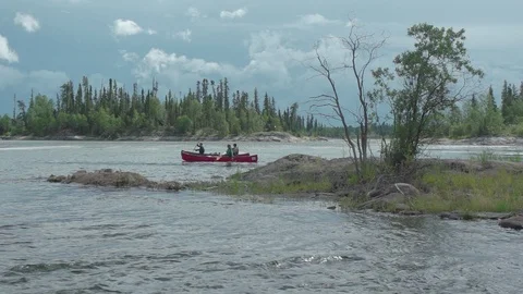 Canoeing on a lake in summer Stock Footage 88343858