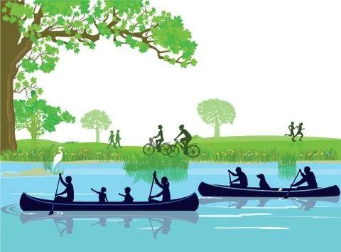 Canoeing in the leisure Stock Illustration