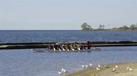 Canoeing lessons on the lake. 4K UHD. Stock Footage 50576149